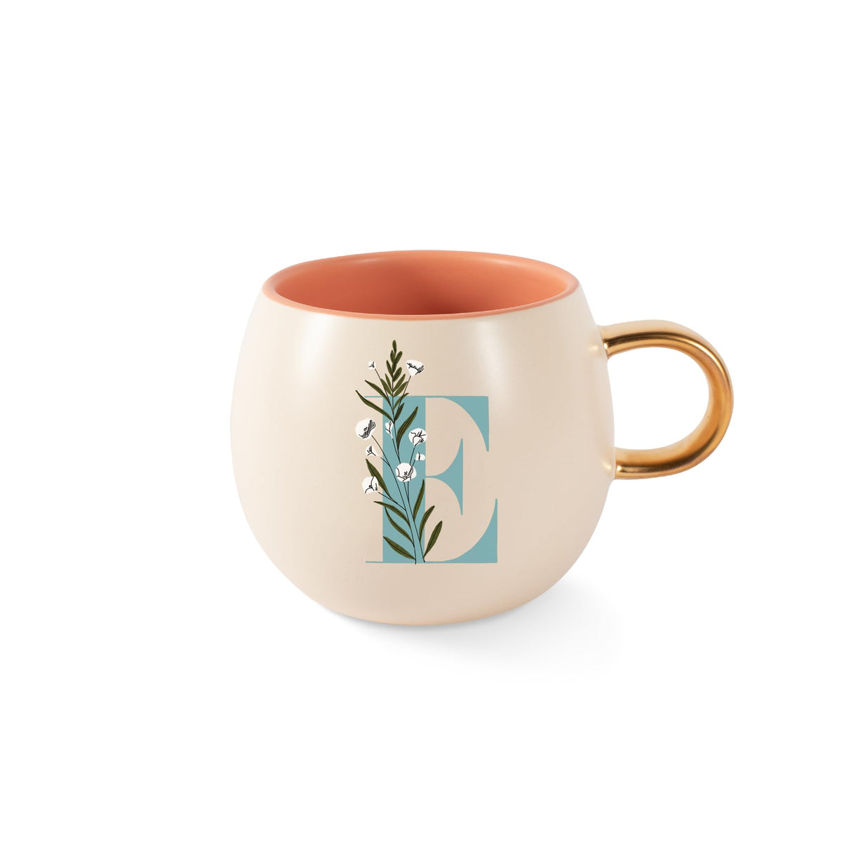 Fringe Studio Artisan Stoneware Mug, "WHITE FLORAL M" 3.75" DIA. X 3.5"H, 13 FL.OZ, Prairie Collection (335015)