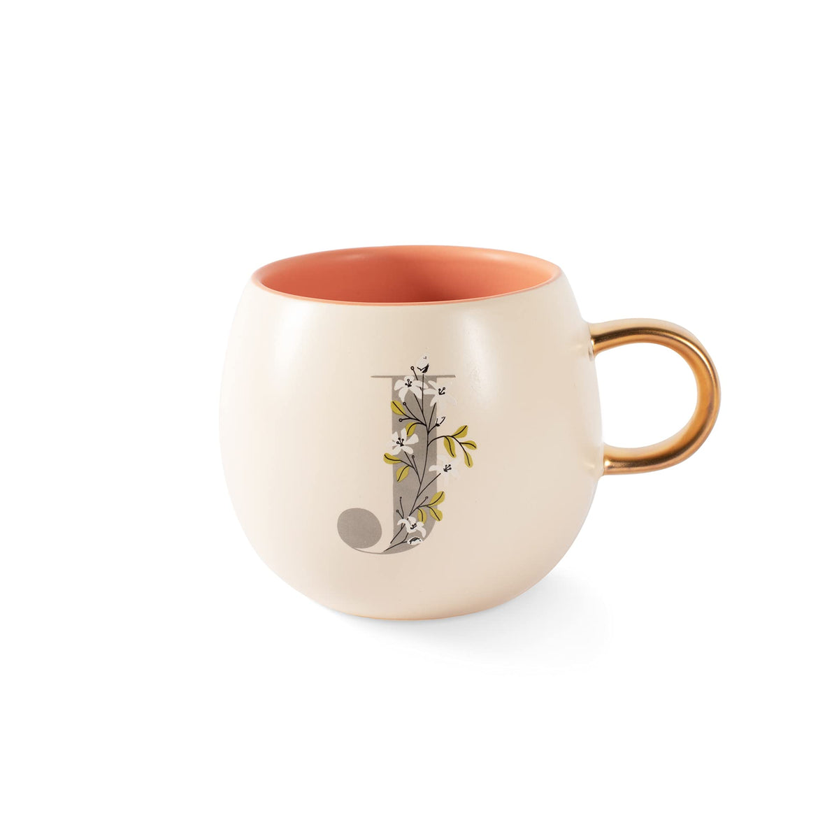 Fringe Studio Artisan Stoneware Mug, "WHITE FLORAL M" 3.75" DIA. X 3.5"H, 13 FL.OZ, Prairie Collection (335015)