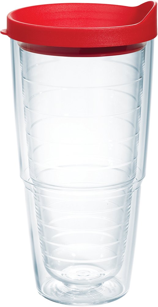 Tervis Clear & Colorful Lidded Made in USA Double Walled Insulated Tumbler Travel Cup Keeps Drinks Cold & Hot, 16oz Mug, Black Lid