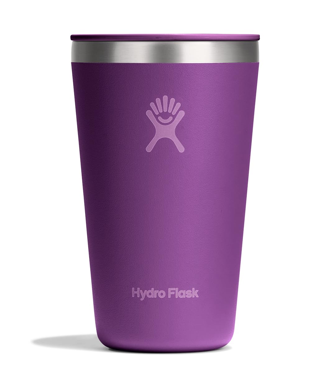 Hydro Flask All Around Tumbler Press-In Lid, Insulated Travel Mug, Stainless Steel Coffee Cup 16 Oz Tonal Birch Gray