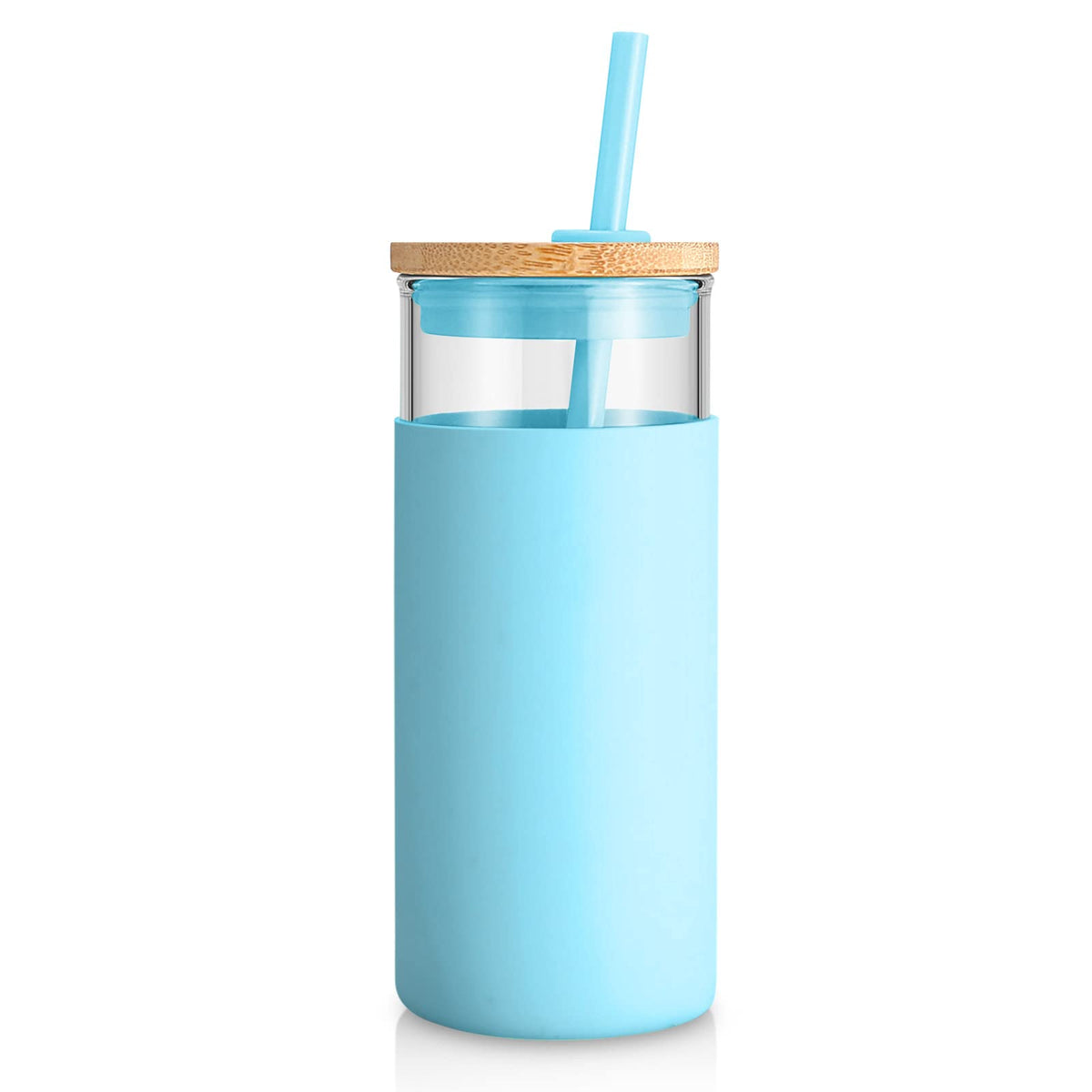 Tronco 20 oz Glass Tumbler with Lids and Straws, Reusable Iced Coffee Cups