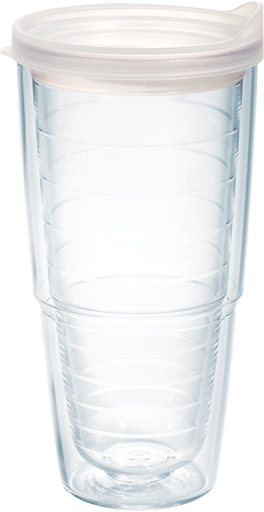 Tervis Clear & Colorful Lidded Made in USA Double Walled Insulated Tumbler Travel Cup Keeps Drinks Cold & Hot, 16oz Mug, Black Lid