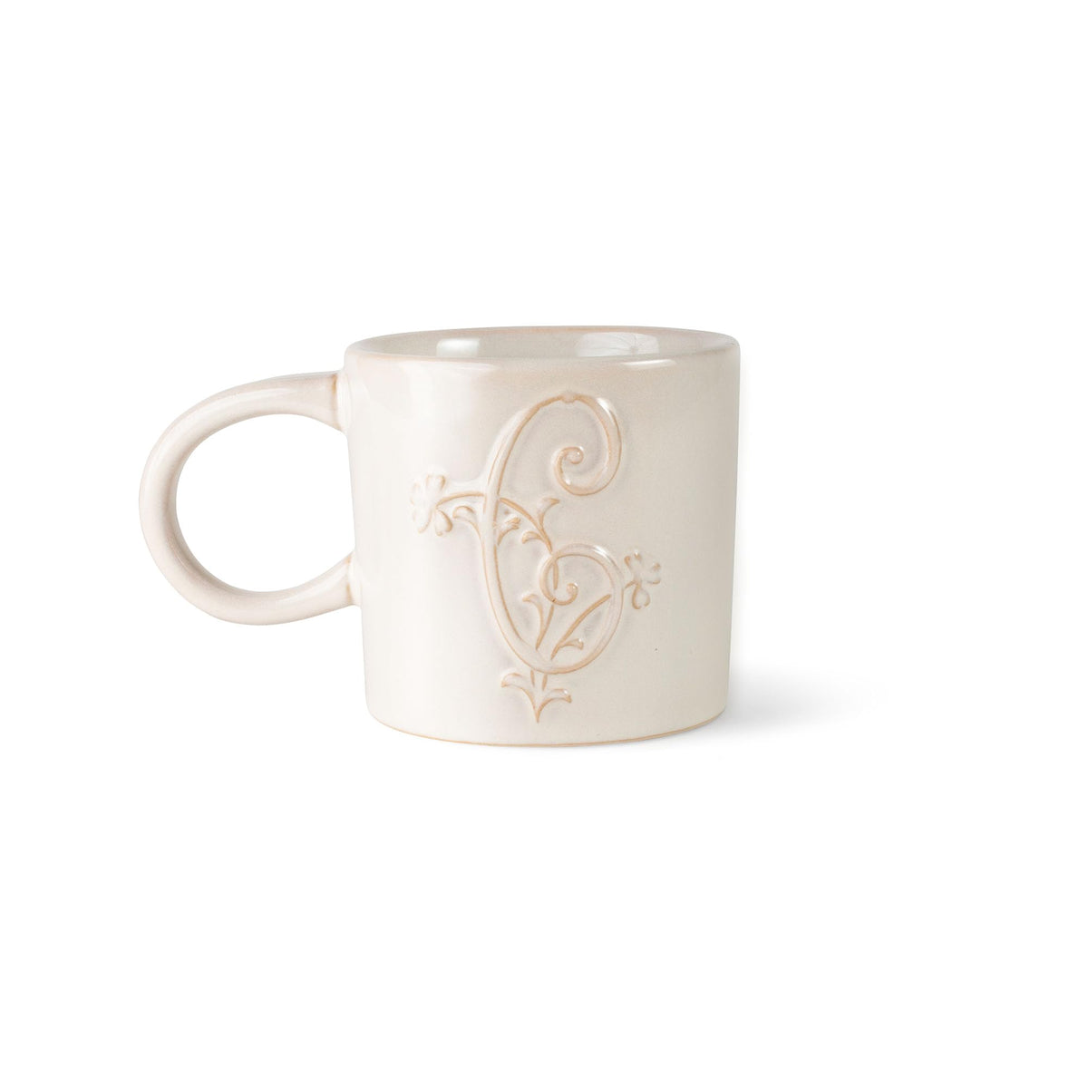 Fringe Studio Artisan Stoneware Mug, "WHITE FLORAL M" 3.75" DIA. X 3.5"H, 13 FL.OZ, Prairie Collection (335015)
