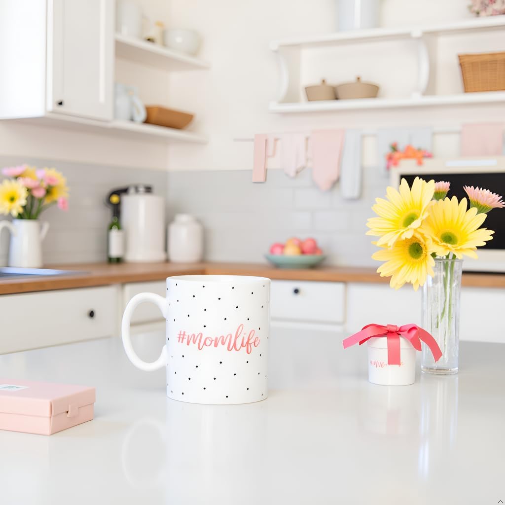 Little Pear #MomLife Polka Dot Mug