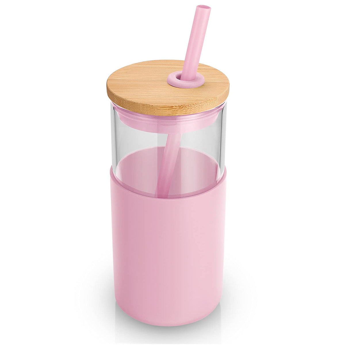 Tronco 24 oz Glass Tumbler with Lids and Straws, Reusable Iced Coffee Cups
