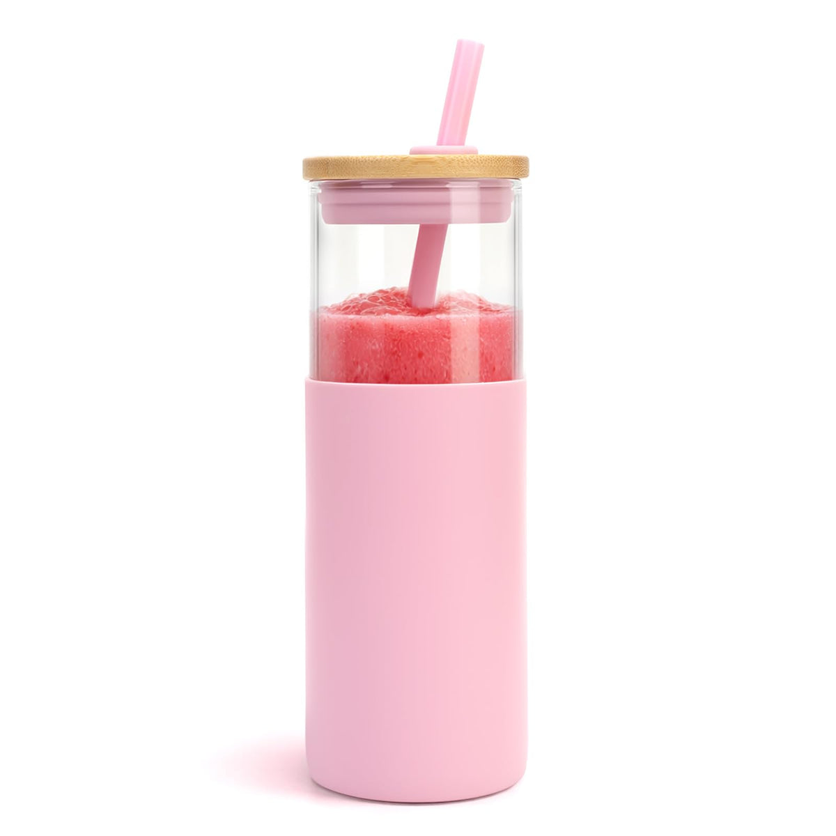 Tronco 24 oz Glass Tumbler with Lids and Straws, Reusable Iced Coffee Cups