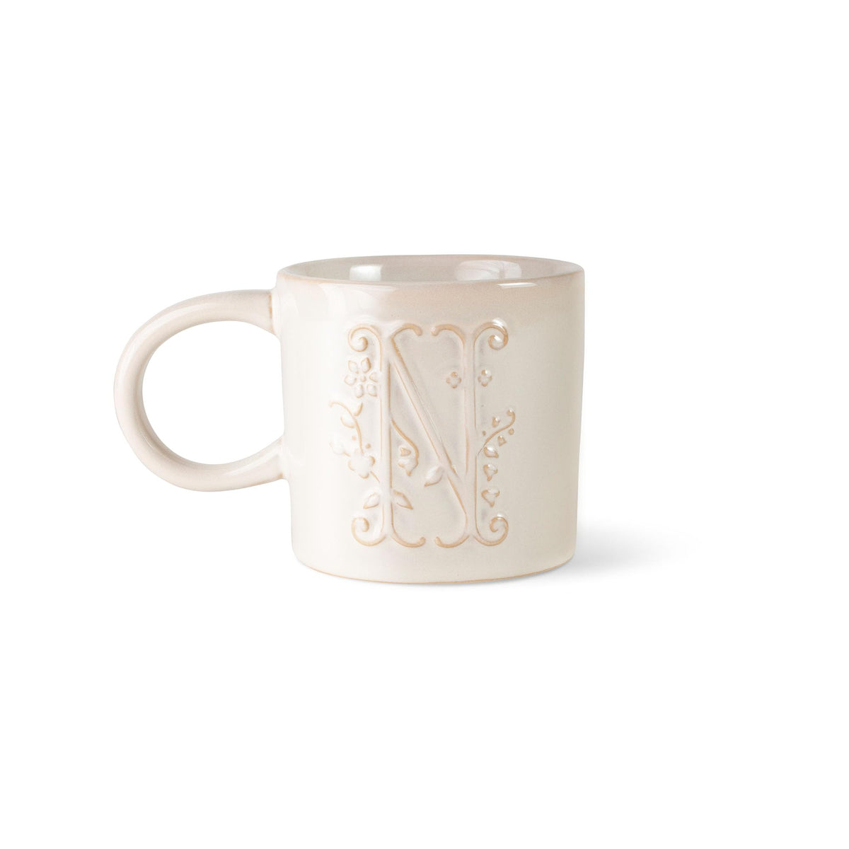 Fringe Studio Artisan Stoneware Mug, "WHITE FLORAL M" 3.75" DIA. X 3.5"H, 13 FL.OZ, Prairie Collection (335015)