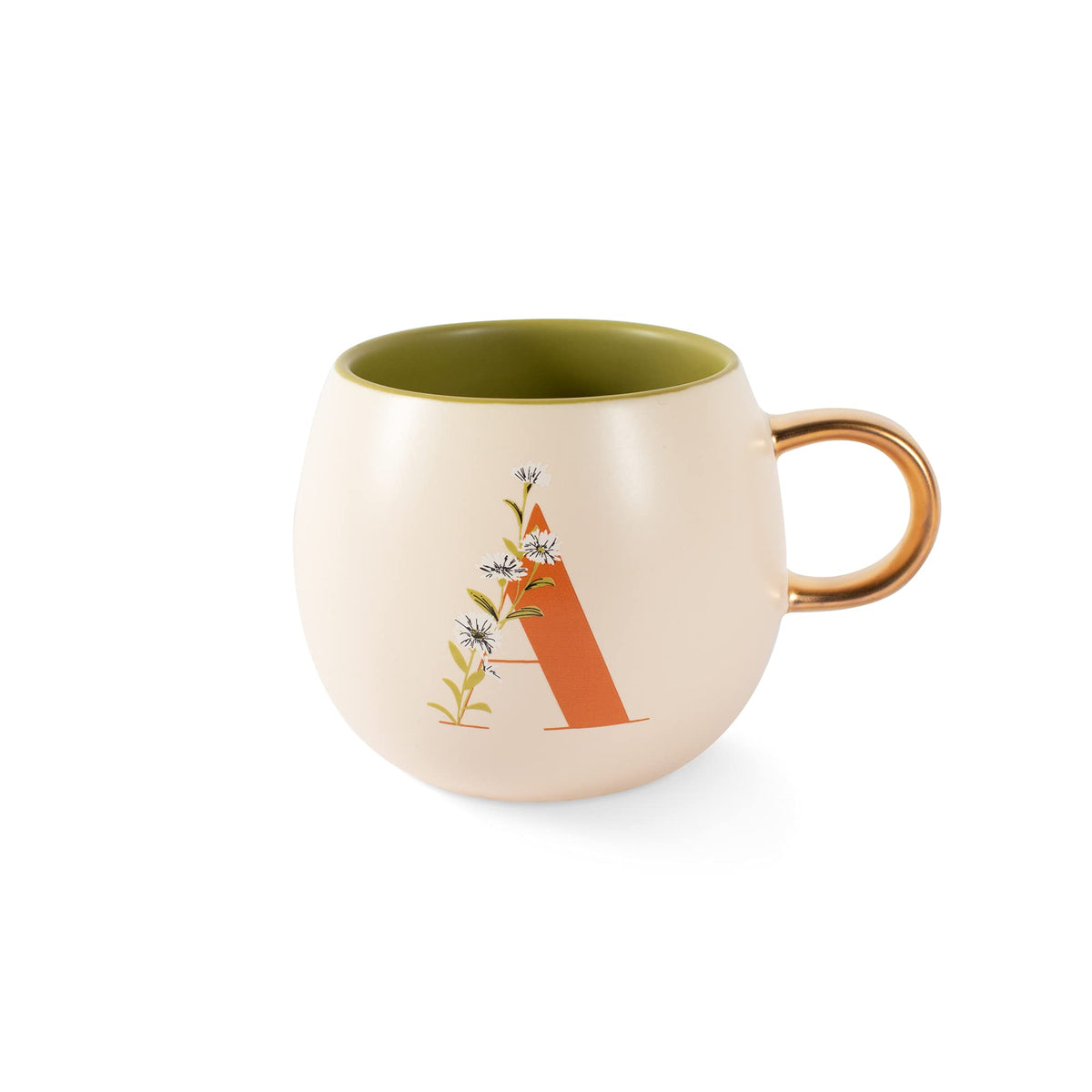 Fringe Studio Artisan Stoneware Mug, "WHITE FLORAL M" 3.75" DIA. X 3.5"H, 13 FL.OZ, Prairie Collection (335015)
