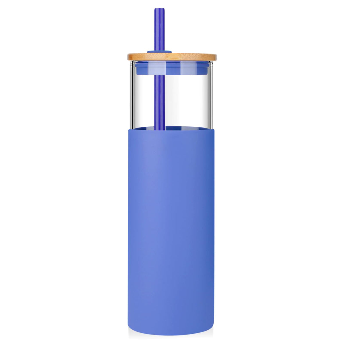 Tronco 24 oz Glass Tumbler with Lids and Straws, Reusable Iced Coffee Cups
