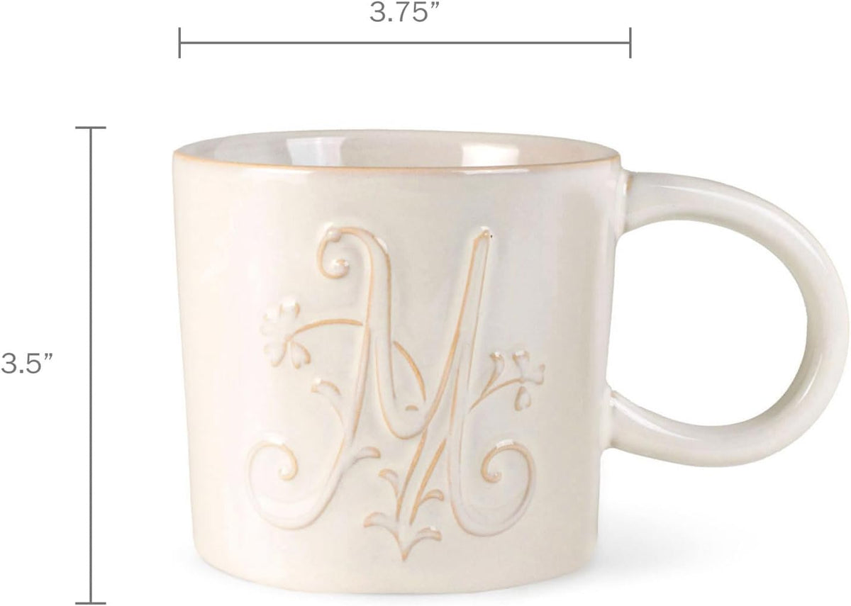 Fringe Studio Artisan Stoneware Mug, "WHITE FLORAL M" 3.75" DIA. X 3.5"H, 13 FL.OZ, Prairie Collection (335015)
