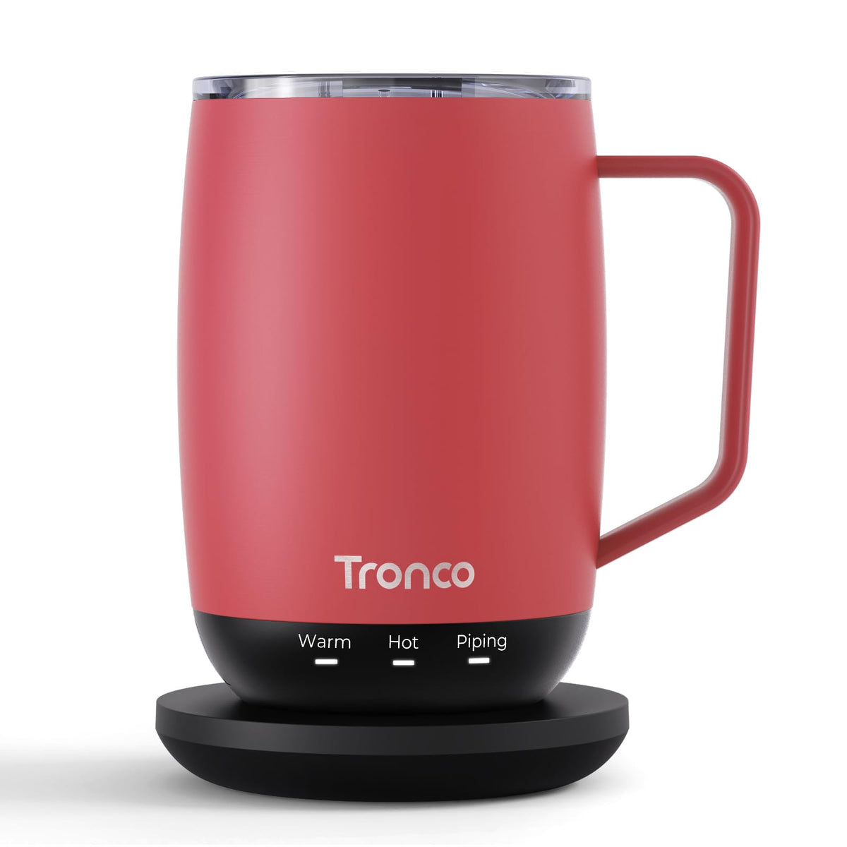 Tronco Temperature Control Heated Coffee Mug 14 oz – Rechargeable Self-Heating Coffee Cup with Lid – Manual Control, 3 Modes, 130 Min Battery Life, Auto Shut-Off (White)