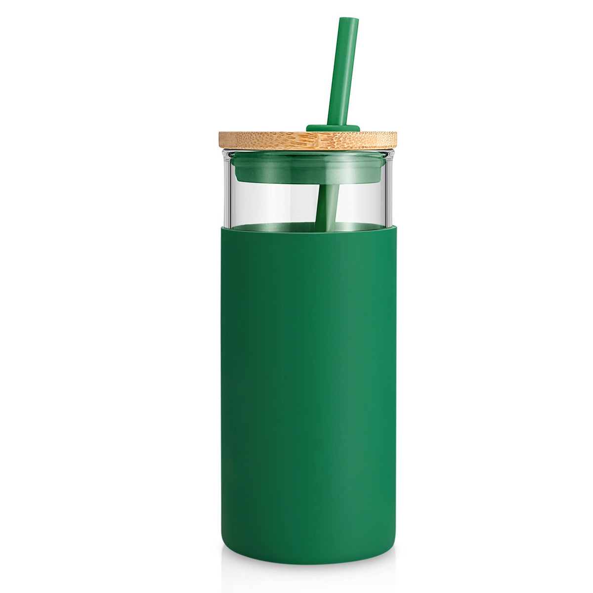 Tronco 20 oz Glass Tumbler with Lids and Straws, Reusable Iced Coffee Cups