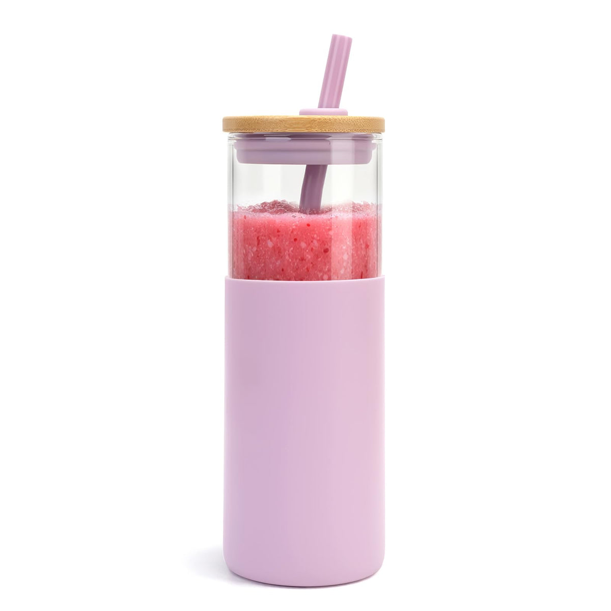 Tronco 24 oz Glass Tumbler with Lids and Straws, Reusable Iced Coffee Cups