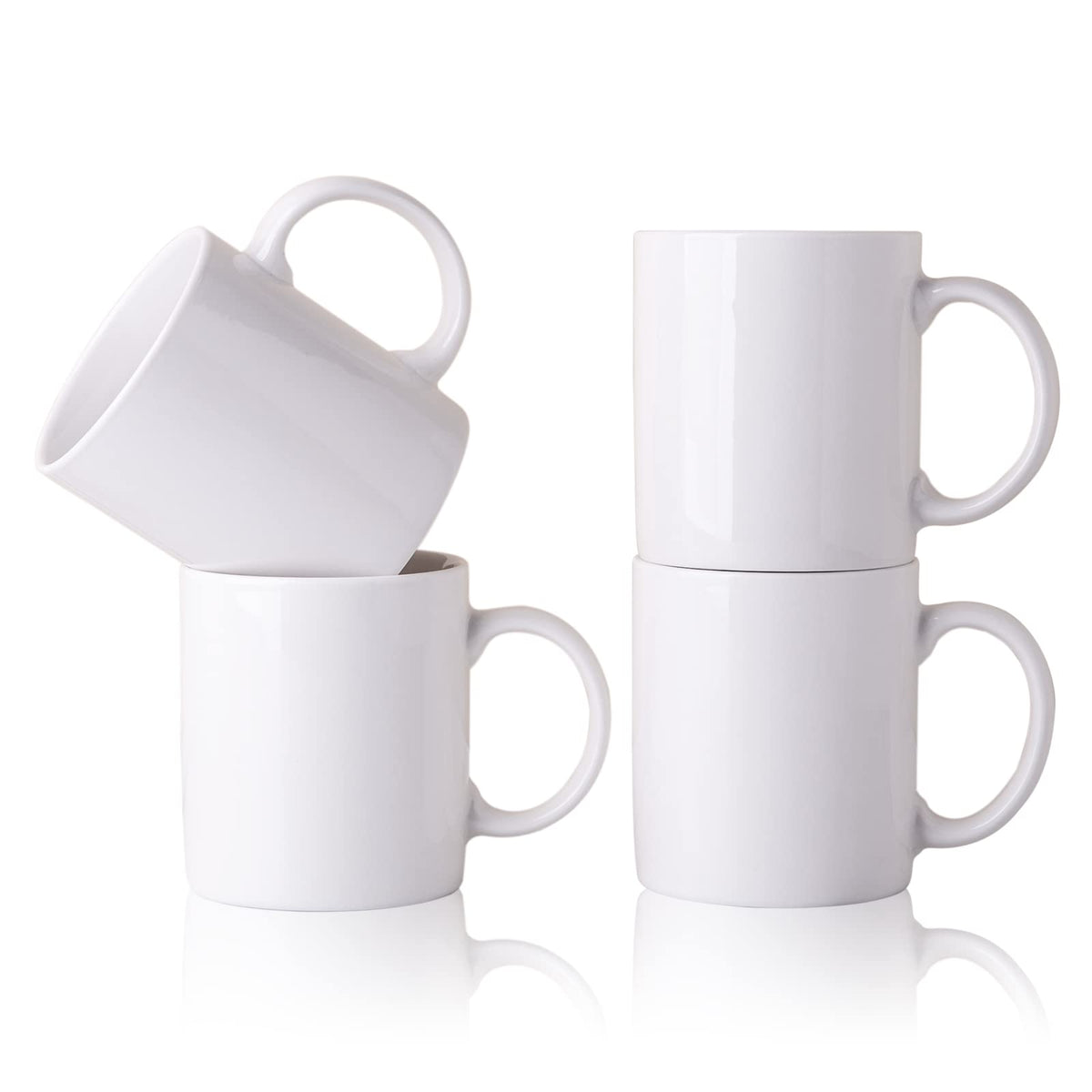 GBhome White Coffee Mugs Set of 12, 12 oz Ceramic Coffee Cups