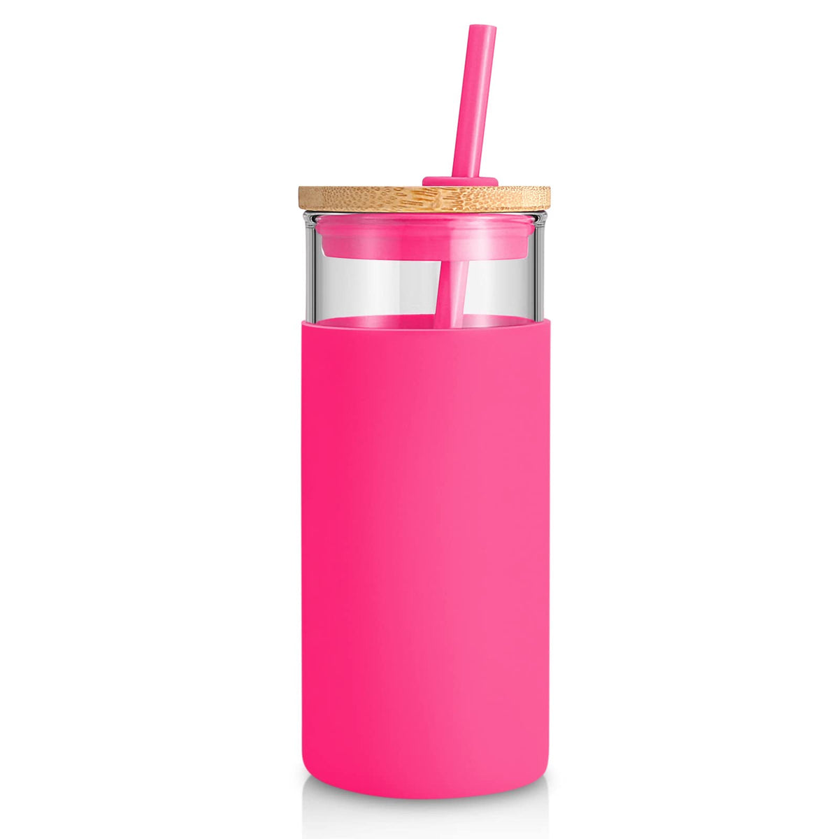 Tronco 20 oz Glass Tumbler with Lids and Straws, Reusable Iced Coffee Cups
