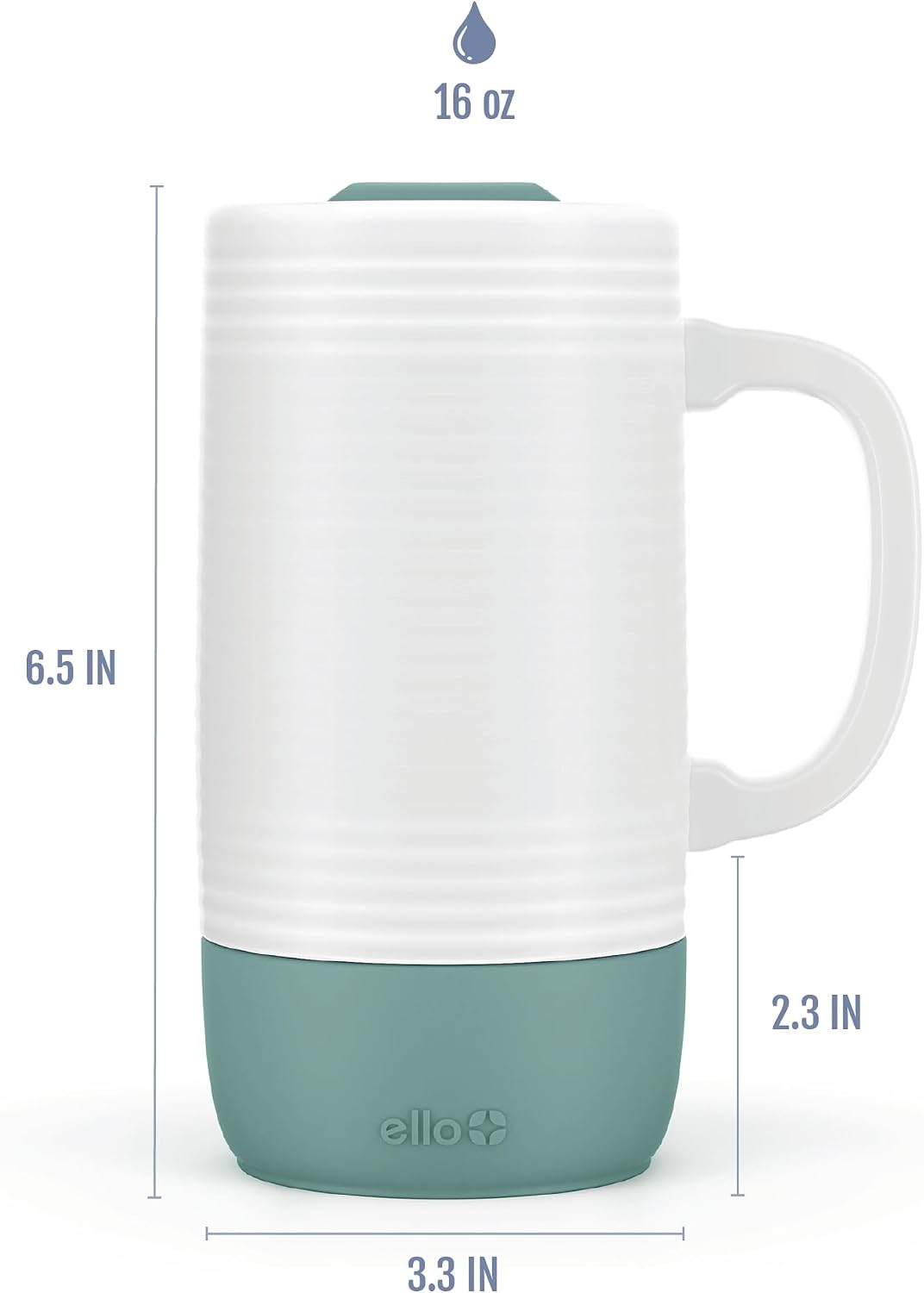 Ello Jane 18oz Ceramic Travel Mug with Handle and Coaster, Alligator