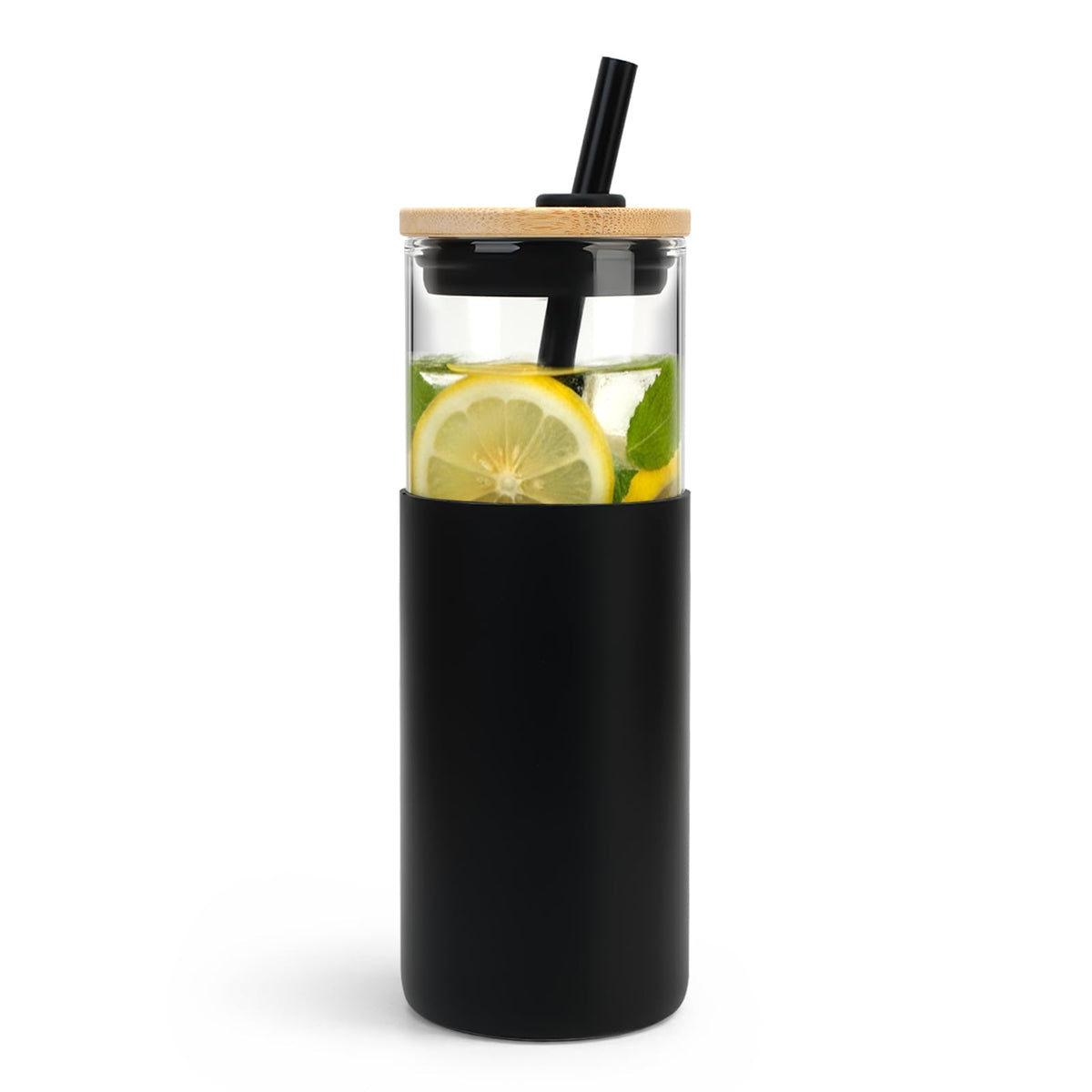 Tronco 24 oz Glass Tumbler with Lids and Straws, Reusable Iced Coffee Cups