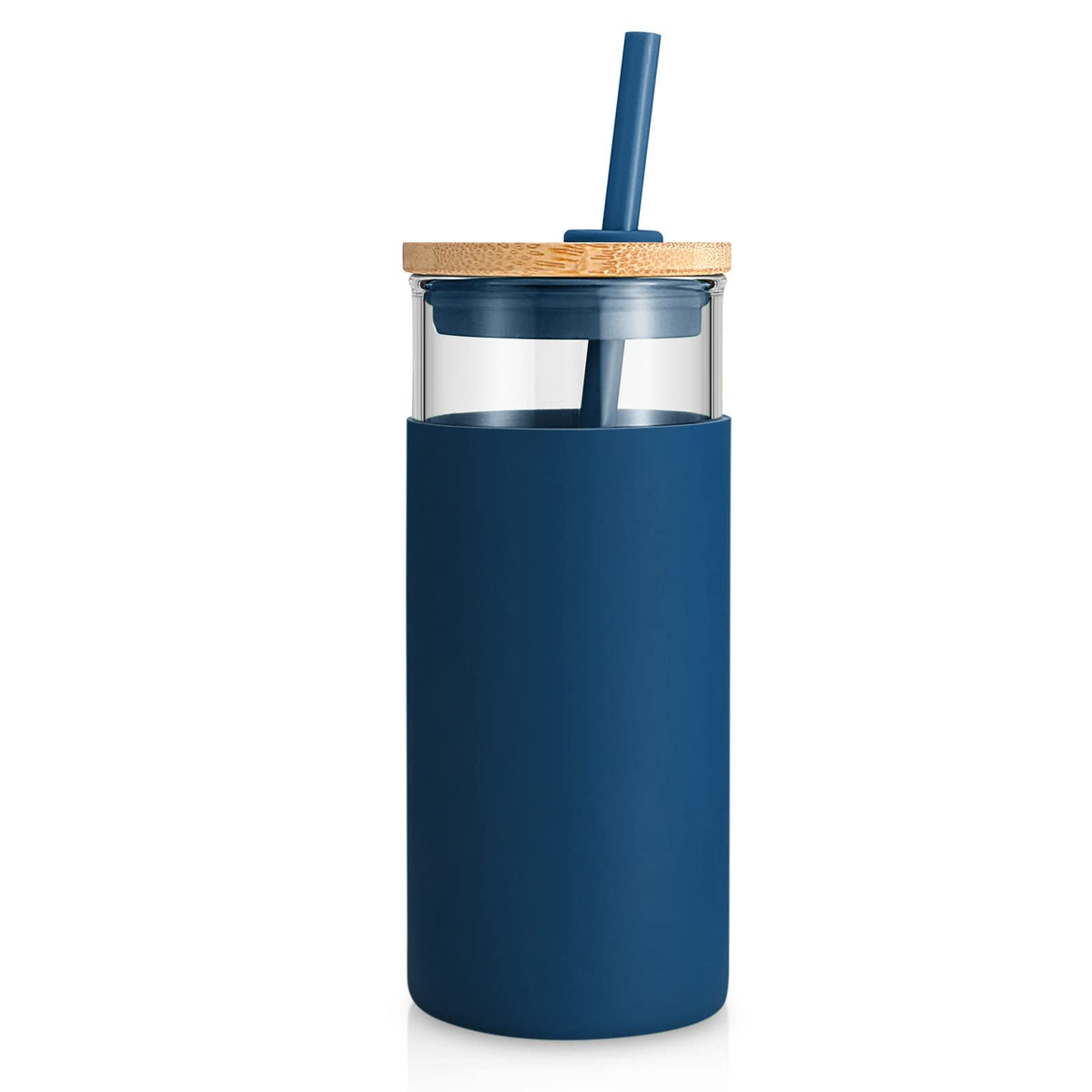 Tronco 20 oz Glass Tumbler with Lids and Straws, Reusable Iced Coffee Cups