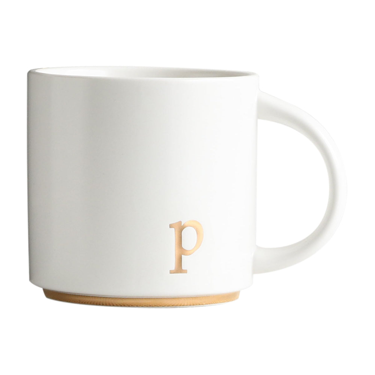 COLLECTIVE HOME Ceramic Coffee Mug, 15 oz Monogram Cup with Gift Box(K)