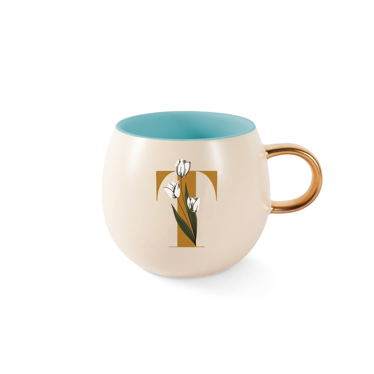 Fringe Studio Artisan Stoneware Mug, "WHITE FLORAL M" 3.75" DIA. X 3.5"H, 13 FL.OZ, Prairie Collection (335015)