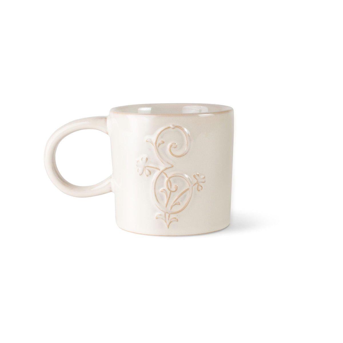Fringe Studio Artisan Stoneware Mug, "WHITE FLORAL M" 3.75" DIA. X 3.5"H, 13 FL.OZ, Prairie Collection (335015)