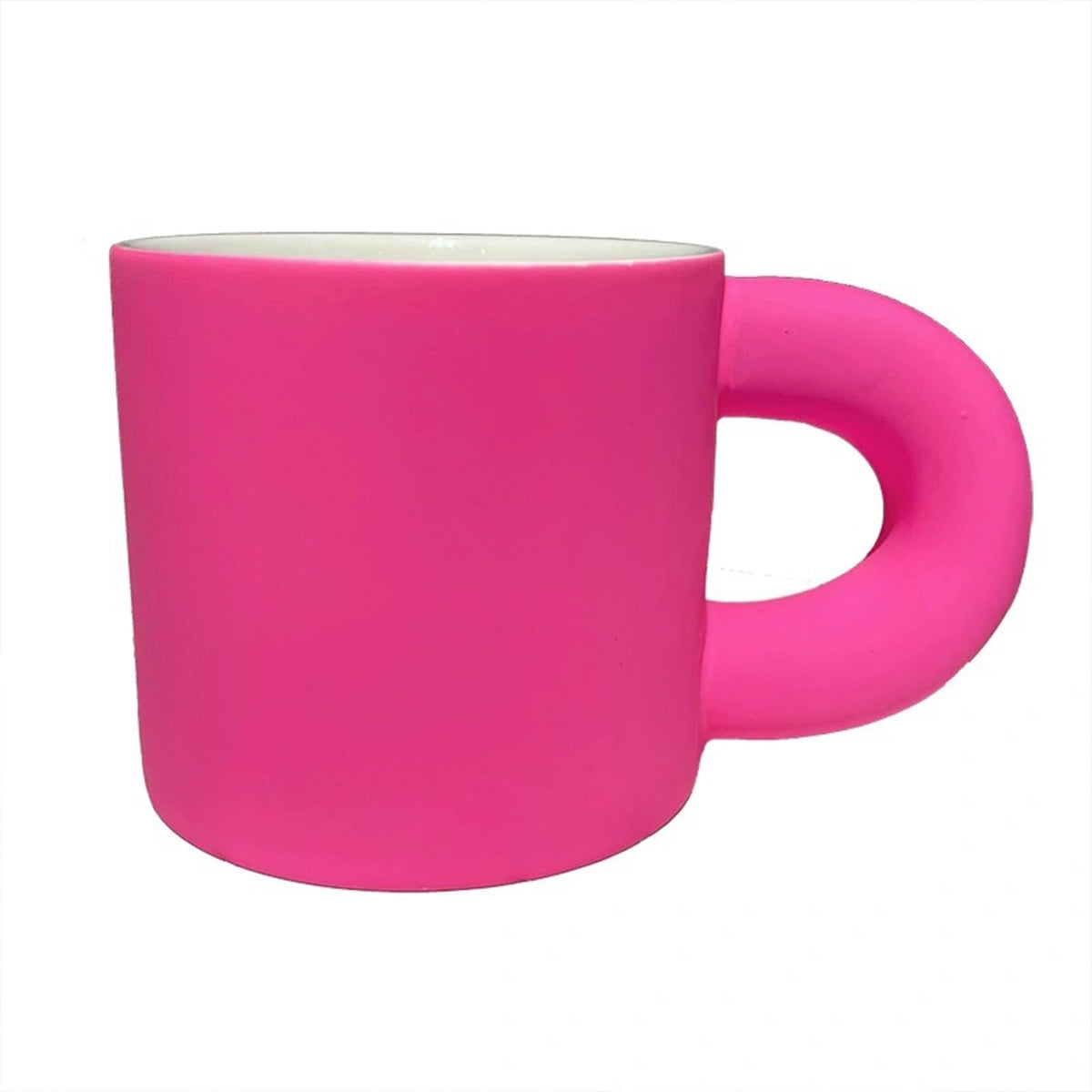 Cute Ceramic Mug, 12.8oz/380ml Unique Handcrafted Shape Coffee Cup with Smile Face, Adorable Kawaii Drinkware Gift for Women