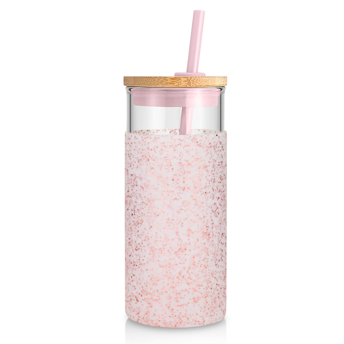 Tronco 20 oz Glass Tumbler with Lids and Straws, Reusable Iced Coffee Cups