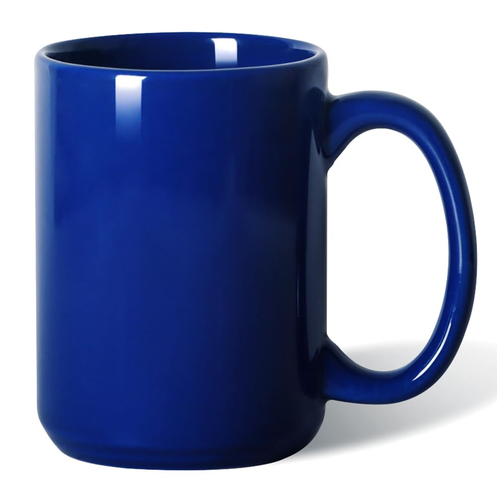 15 OZ Coffee Mug, Classic Blank Ceramic Cup with Large Handle for Tea Latte Cappuccino, Red