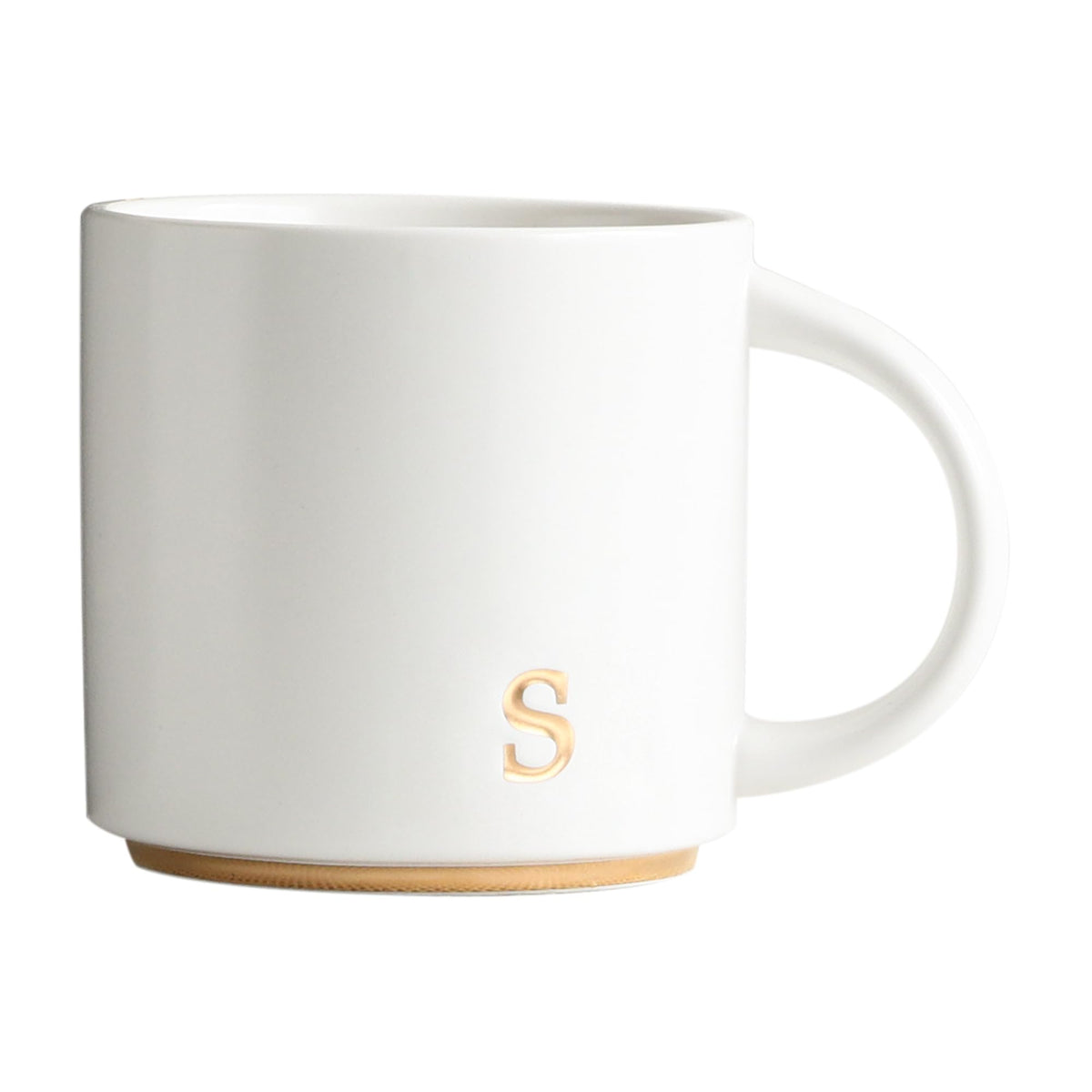 COLLECTIVE HOME Ceramic Coffee Mug, 15 oz Monogram Cup with Gift Box(K)