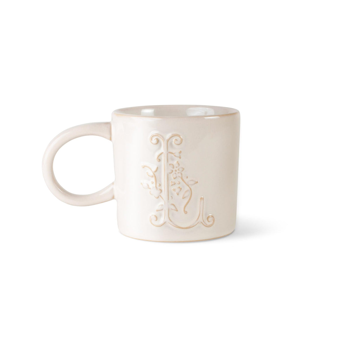 Fringe Studio Artisan Stoneware Mug, "WHITE FLORAL M" 3.75" DIA. X 3.5"H, 13 FL.OZ, Prairie Collection (335015)