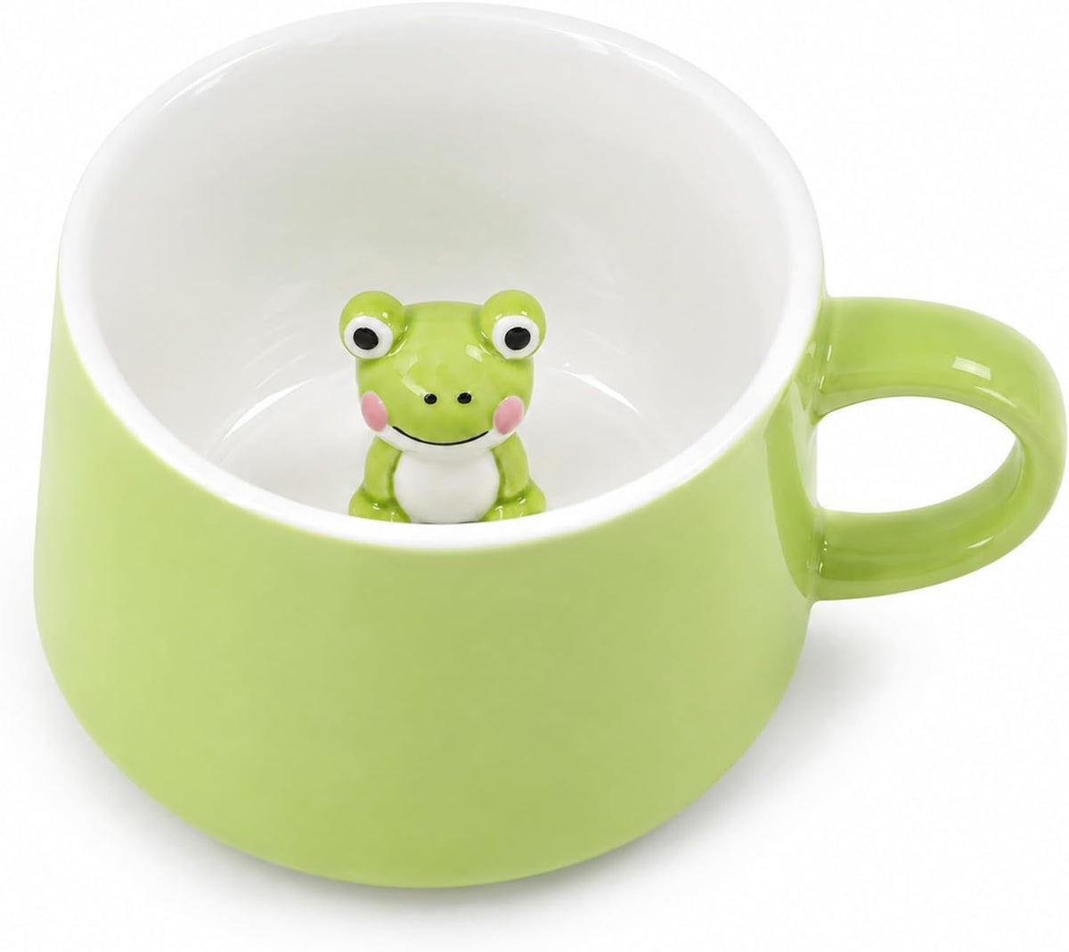 11 oz Frog Coffee Mug Green Ceramic Coffee Cup with Hidden Animal Gifts
