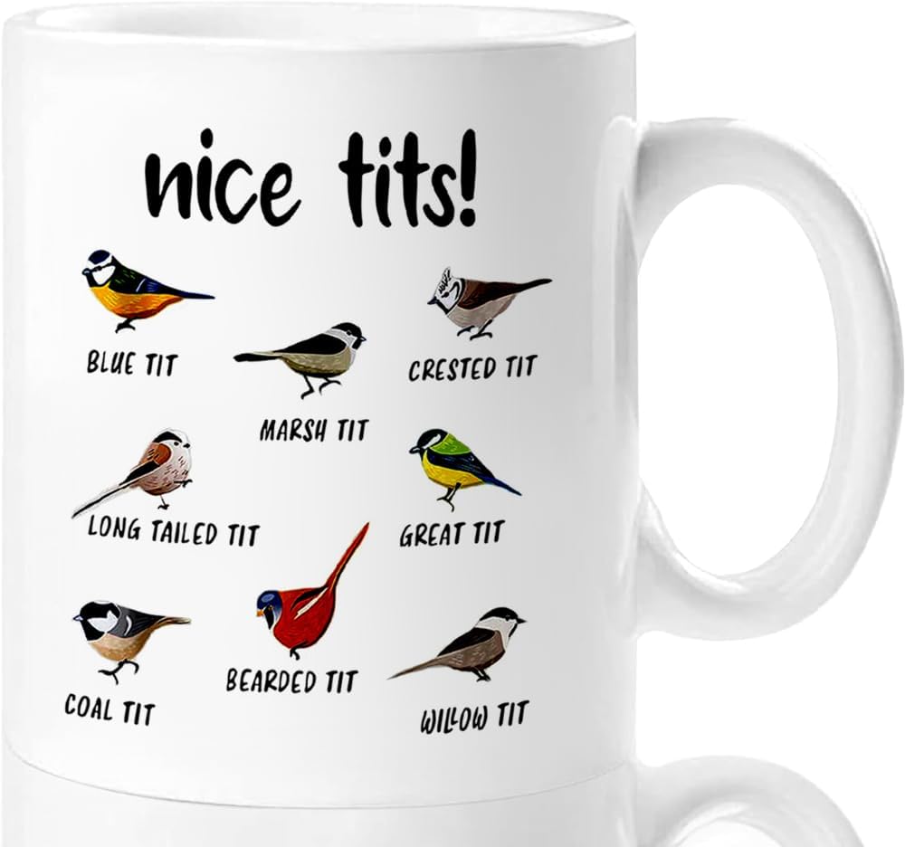 Jigfoxy Nice Tits Bird Mug, Funny Birds Coffee Mugs, Bird Watching Gifts