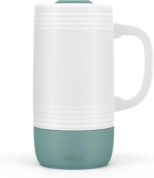 Ello Jane 18oz Ceramic Travel Mug with Handle and Coaster, Alligator
