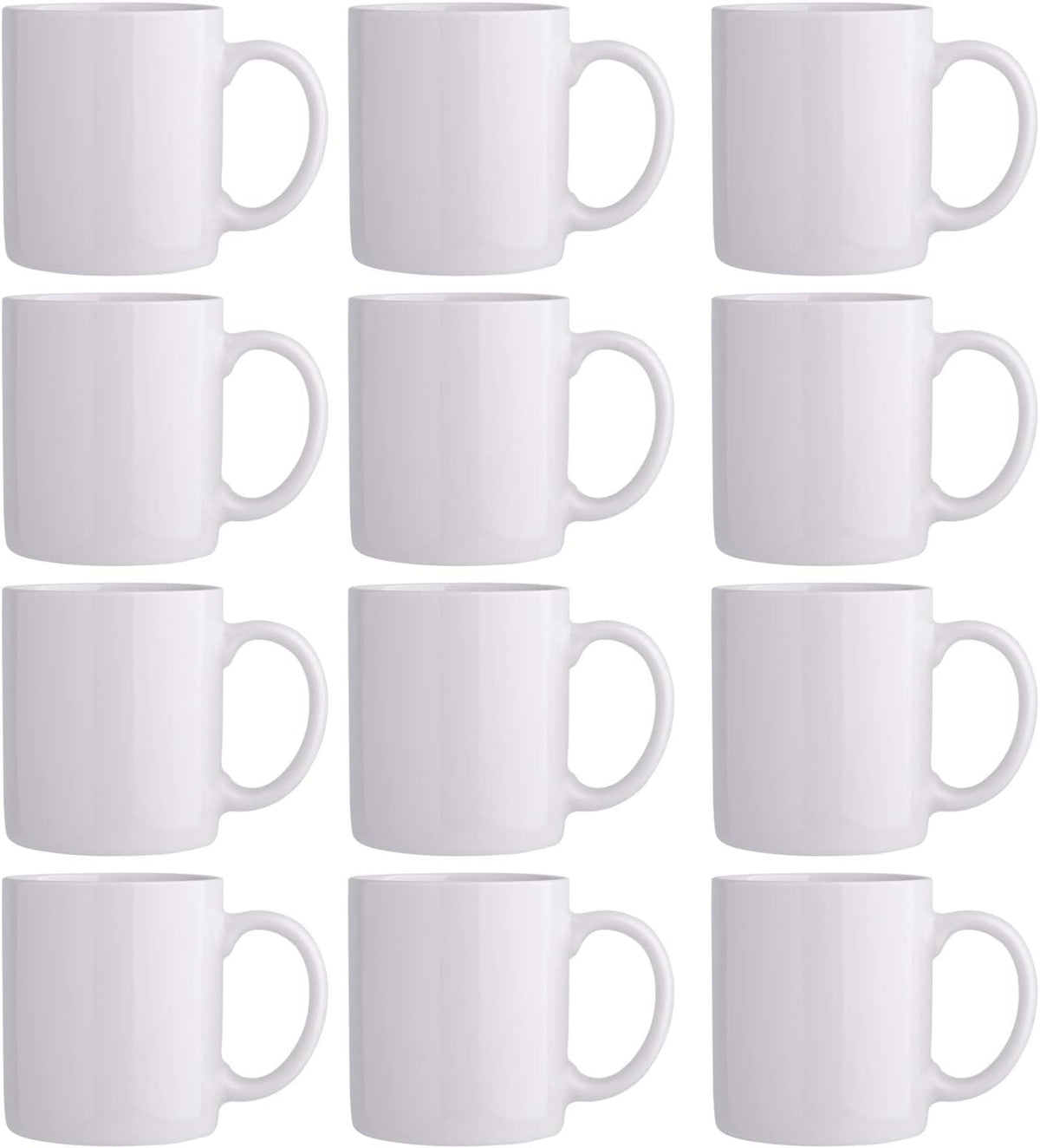 GBhome White Coffee Mugs Set of 12, 12 oz Ceramic Coffee Cups
