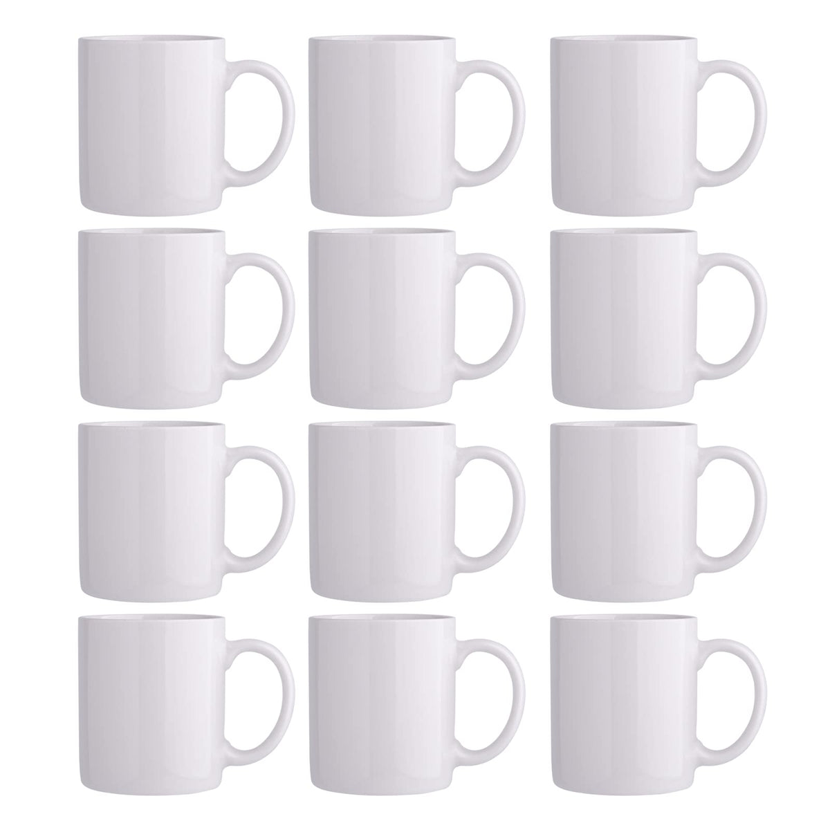 GBhome White Coffee Mugs Set of 12, 12 oz Ceramic Coffee Cups