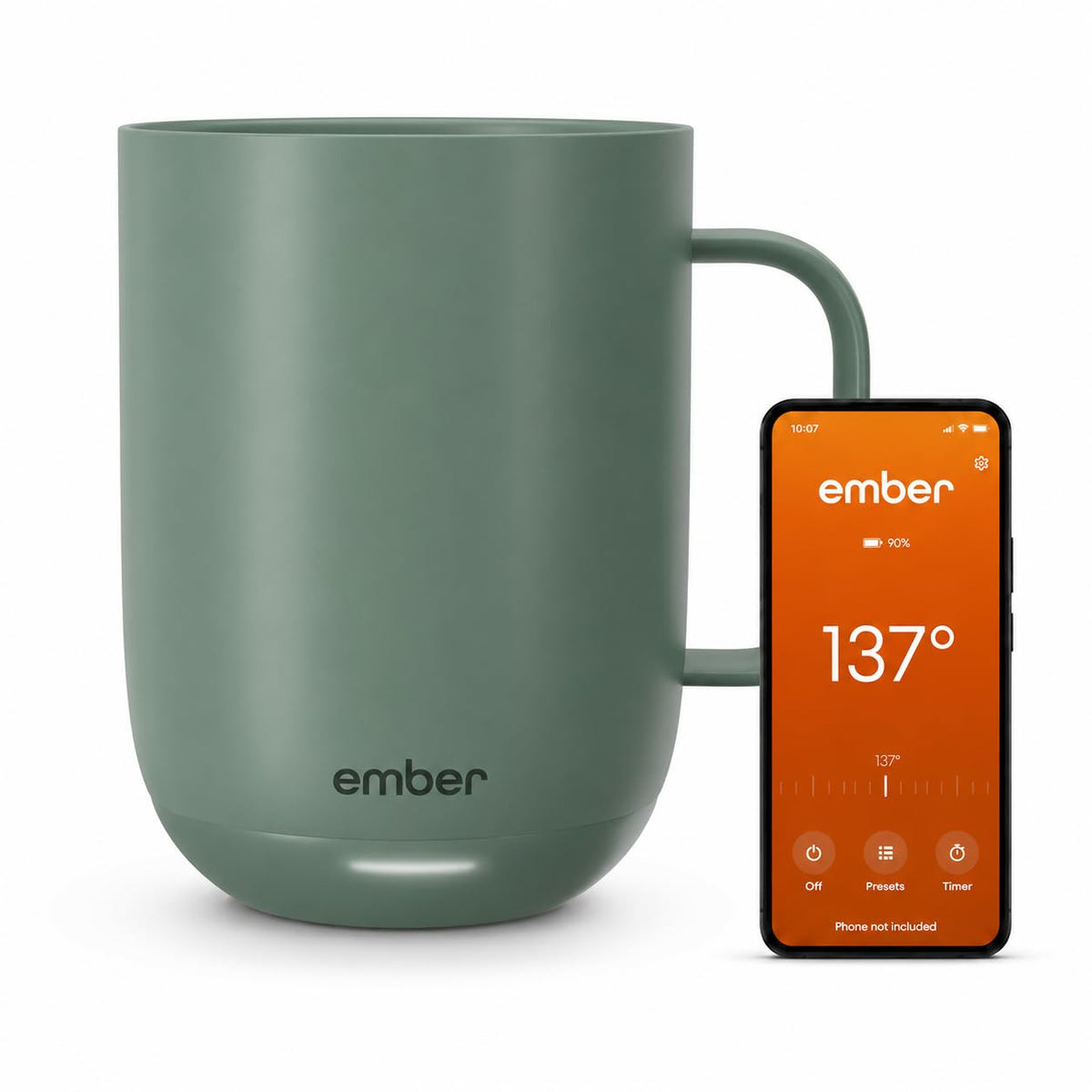 Ember Temperature Control Smart Mug 2, 10 Oz, App-Controlled Heated Coffee Mug with 80 Min Battery Life and Improved Design, White