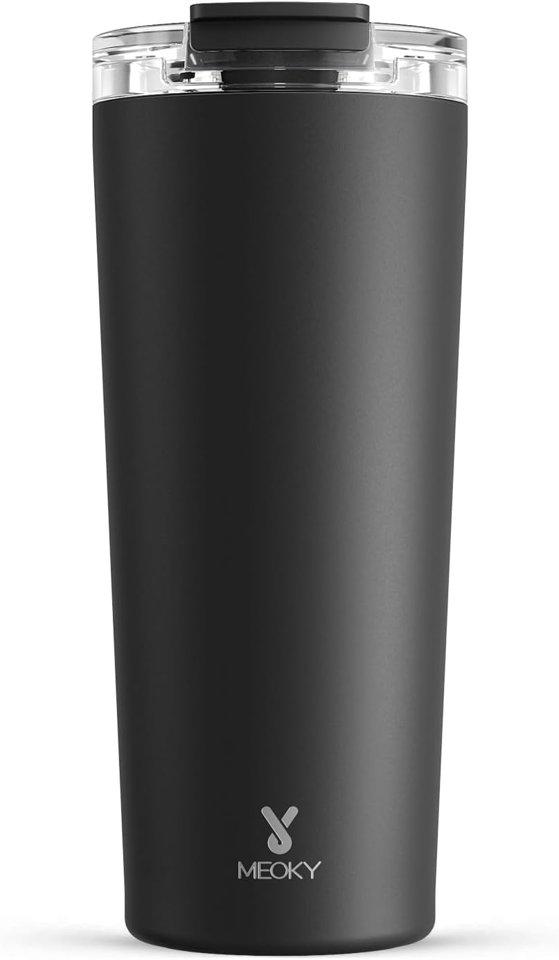 Meoky 24 oz Insulated Travel Coffee Mug: Leak Proof Lid, Night