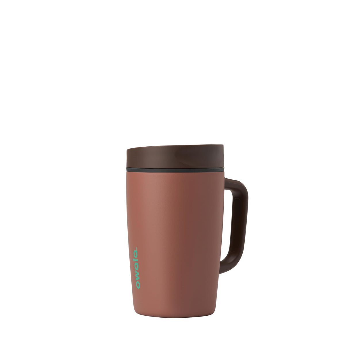 Owala SmoothSip Slider Insulated Stainless Steel Coffee Tumbler, Reusable Iced Coffee Cup, Hot Coffee Travel Mug, BPA Free 12 oz, Pink/Tan (Daybreak)