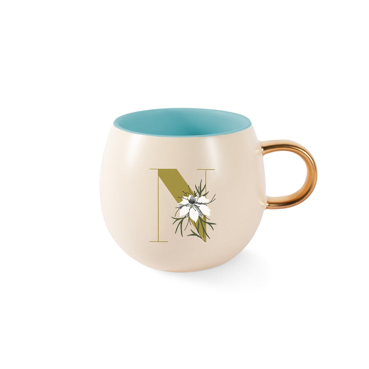 Fringe Studio Artisan Stoneware Mug, "WHITE FLORAL M" 3.75" DIA. X 3.5"H, 13 FL.OZ, Prairie Collection (335015)
