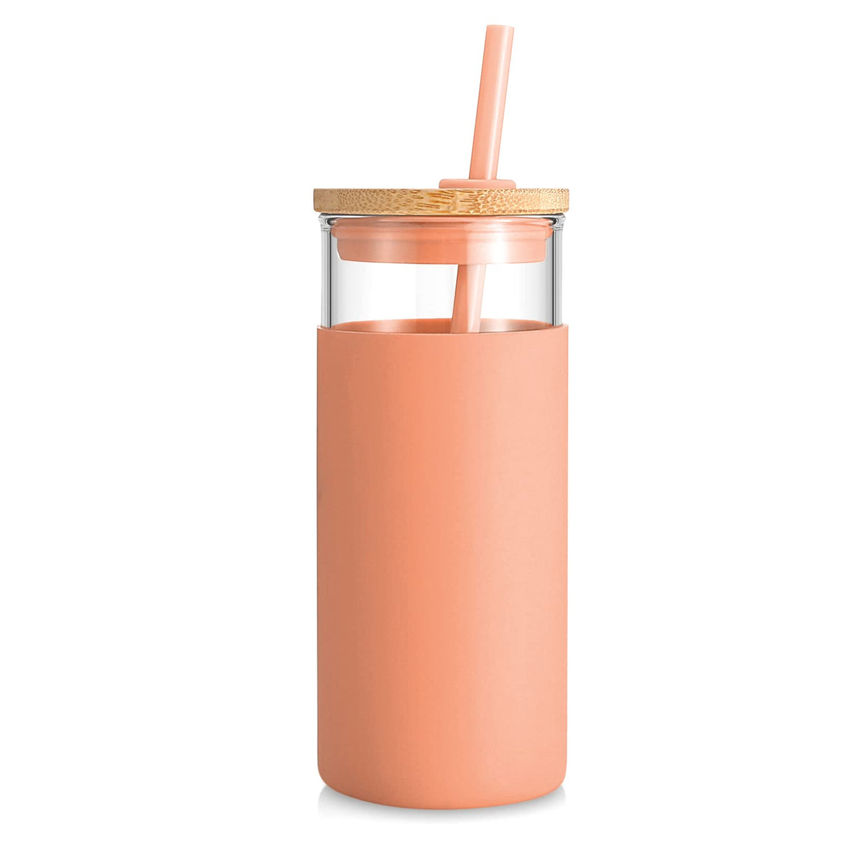 Tronco 20 oz Glass Tumbler with Lids and Straws, Reusable Iced Coffee Cups