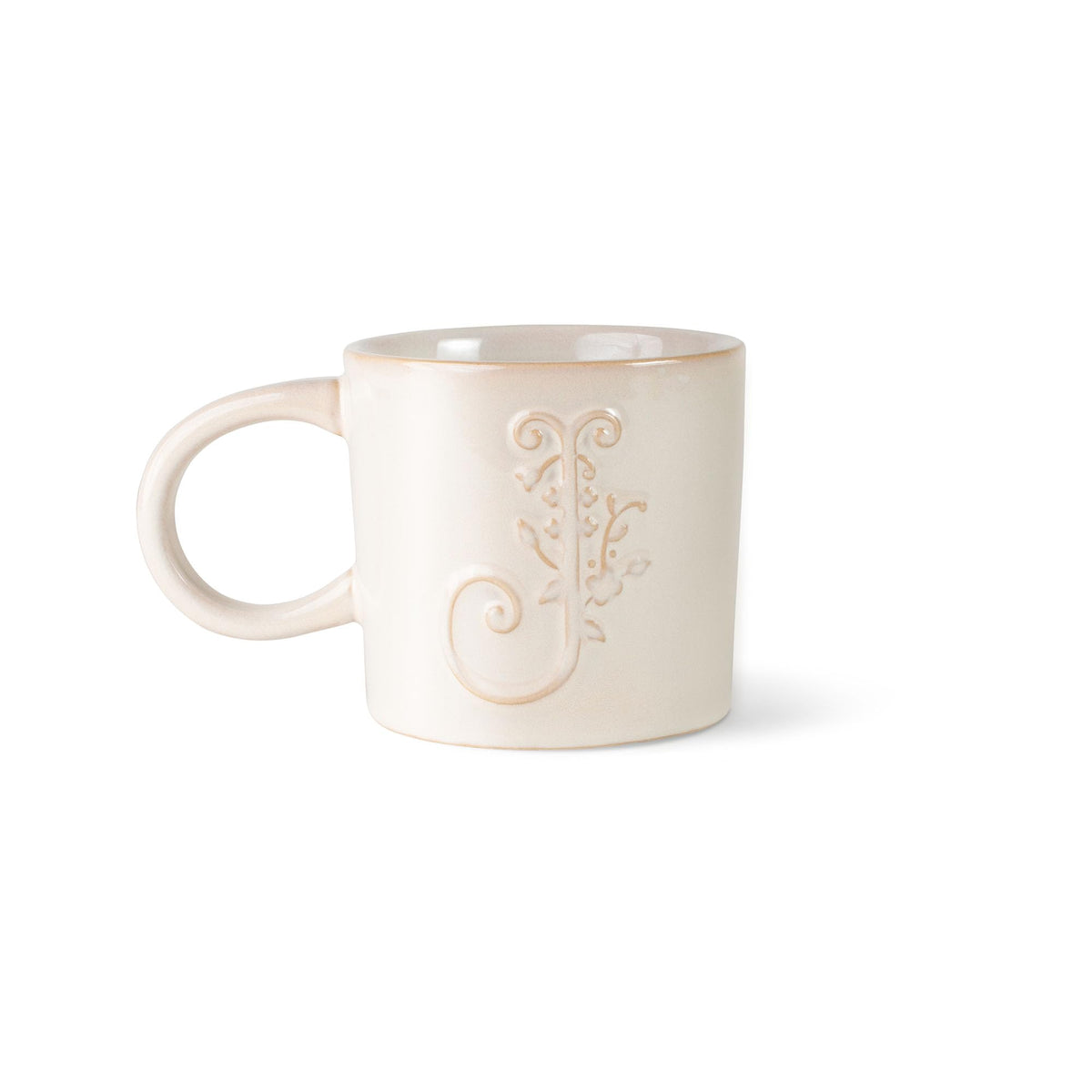 Fringe Studio Artisan Stoneware Mug, "WHITE FLORAL M" 3.75" DIA. X 3.5"H, 13 FL.OZ, Prairie Collection (335015)