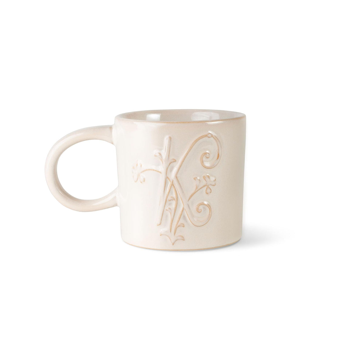Fringe Studio Artisan Stoneware Mug, "WHITE FLORAL M" 3.75" DIA. X 3.5"H, 13 FL.OZ, Prairie Collection (335015)
