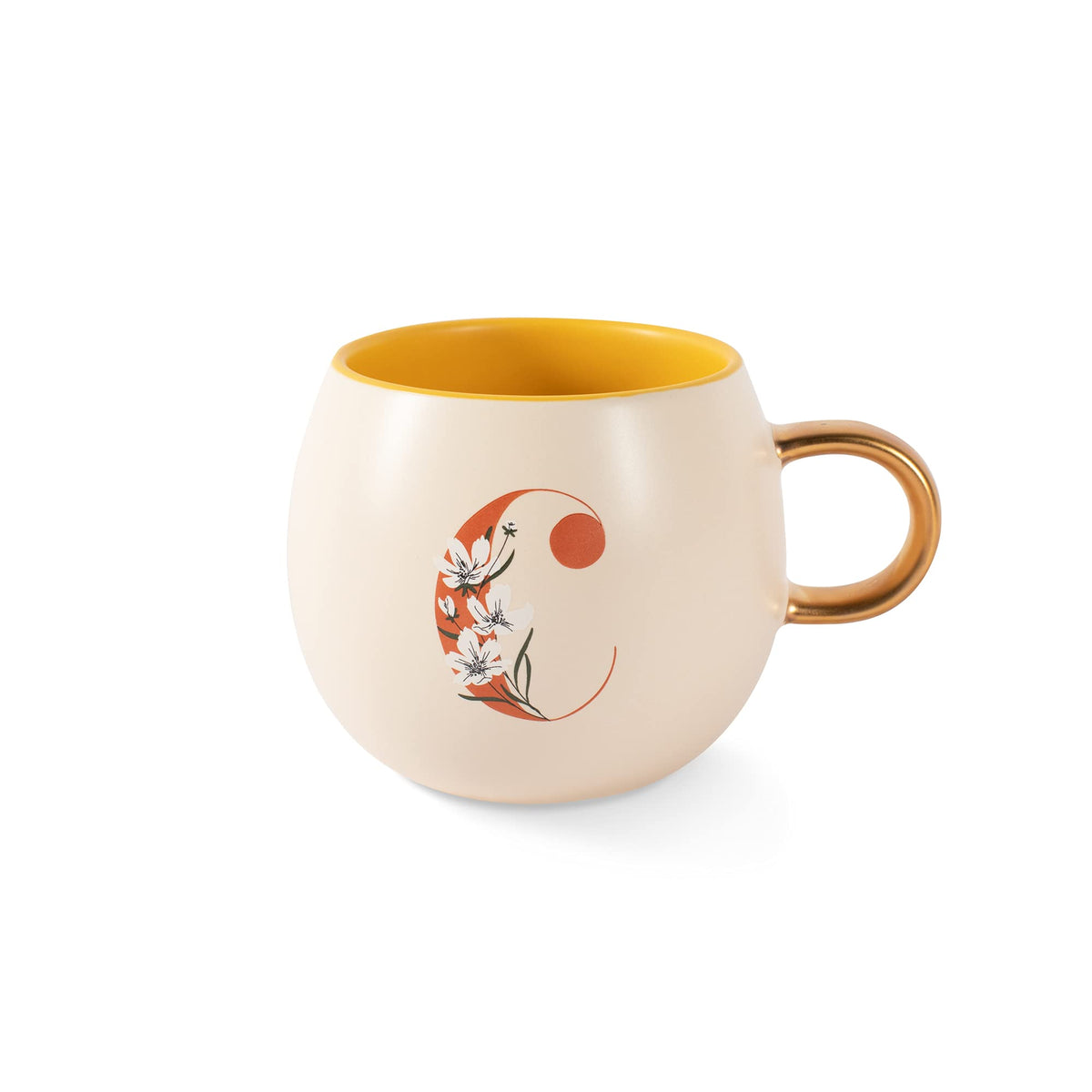 Fringe Studio Artisan Stoneware Mug, "WHITE FLORAL M" 3.75" DIA. X 3.5"H, 13 FL.OZ, Prairie Collection (335015)