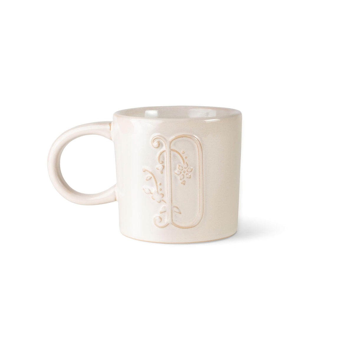Fringe Studio Artisan Stoneware Mug, "WHITE FLORAL M" 3.75" DIA. X 3.5"H, 13 FL.OZ, Prairie Collection (335015)