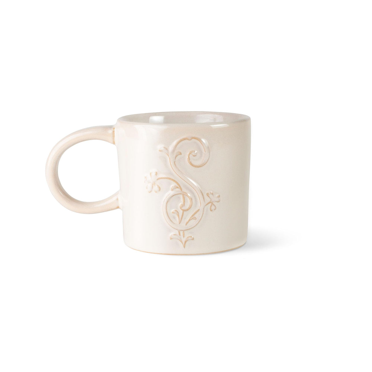 Fringe Studio Artisan Stoneware Mug, "WHITE FLORAL M" 3.75" DIA. X 3.5"H, 13 FL.OZ, Prairie Collection (335015)