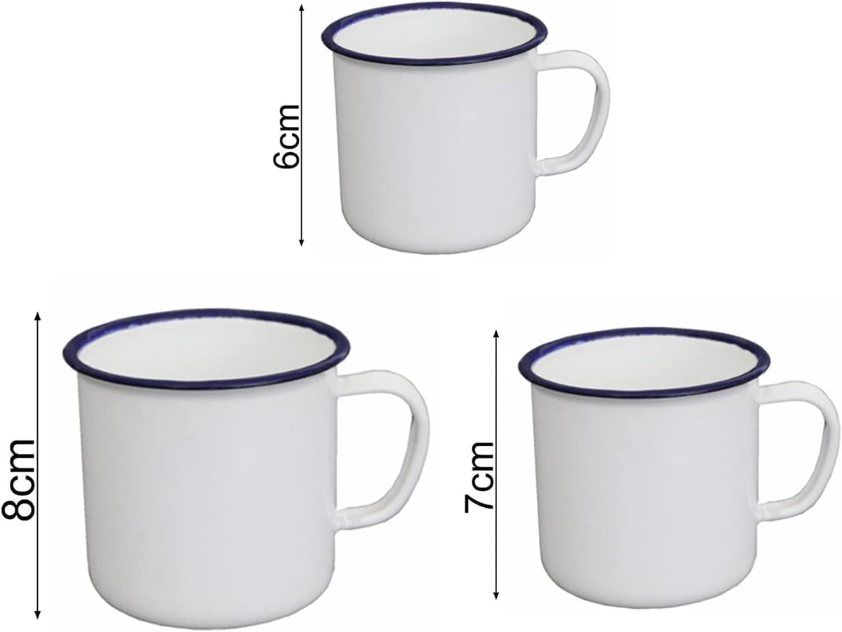 White 6cm Enamel Coffee Tea Mug, Enamel Drinking Cups for Home/Travel/Camping, Resusable and Portable Camping Mugs Coffee Mug for Indoor Outdoor Activities, Cups and Mugs