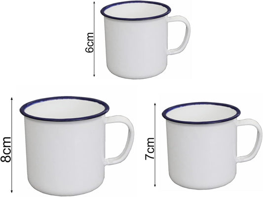 White 6cm Enamel Coffee Tea Mug, Enamel Drinking Cups for Home/Travel/Camping, Resusable and Portable Camping Mugs Coffee Mug for Indoor Outdoor Activities, Cups and Mugs