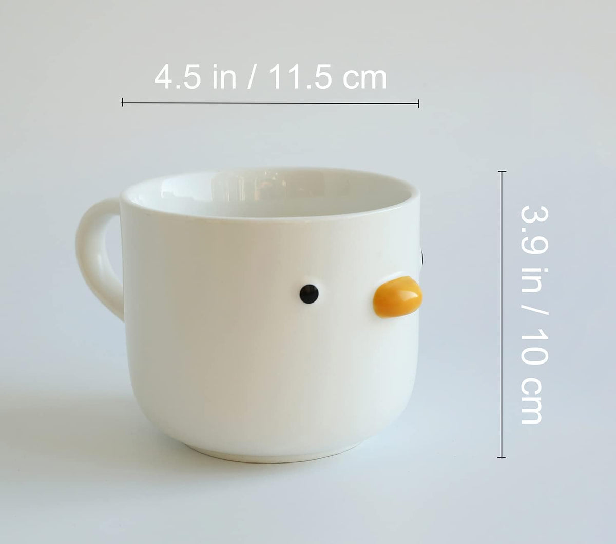 PURROOM Large Breakfast Mug, Handmade Glaze Duck Cup, Safety Ceramic Coffee Mug & Oatmeal Soup Cup, 22 oz Oversized Cute Cereal Cup.