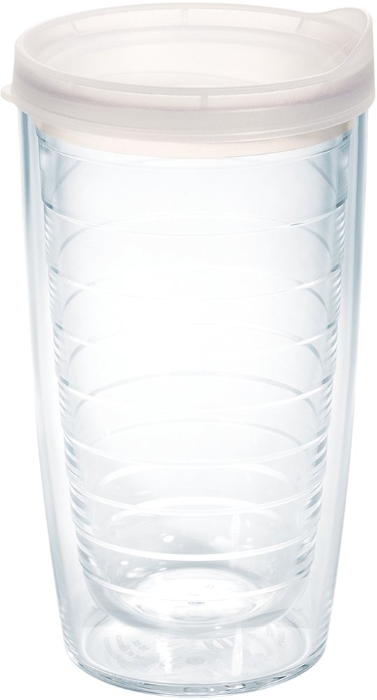 Tervis Clear & Colorful Lidded Made in USA Double Walled Insulated Tumbler Travel Cup Keeps Drinks Cold & Hot, 16oz Mug, Black Lid