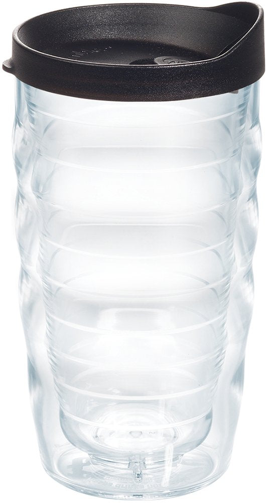 Tervis Clear & Colorful Lidded Made in USA Double Walled Insulated Tumbler Travel Cup Keeps Drinks Cold & Hot, 16oz Mug, Black Lid